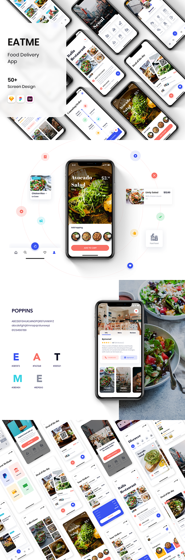 生鲜美食适合的全功能APP UI KIT...