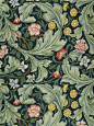没有古典丝绸壁纸的华丽，威廉莫里斯设计的墙纸纹样仍有神奇的魔力。各种自然中的动植物交缠蔓延，像是一座秘密花园。 ​​​​