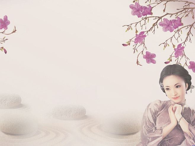 中国风ppt背景图片中国风古典美女淡雅的ppt背景图片