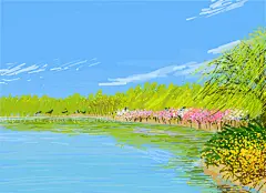 -插画家园-插画家园在地铁上画画-插画家园春光无限好，出去走一走-插画家园