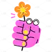 扁平卡通手势表情贴纸-SVG-献花