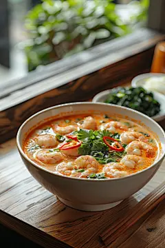 特色泰国菜美味虾仁汤面