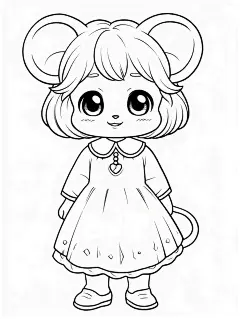 O版人物 卡通绘画 儿童 小动物造型 动漫高清线稿 线描图  二次元人物设计   绘画练习素材