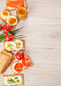 Tasty canapes food border background - Food and Drink - 1