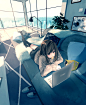 dark hair, anime, anime girls, indoors, laptop | 2894x3541 Wallpaper - wallhaven.cc
