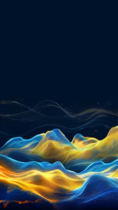 粒子 线条 AI 传导 背景 大屏 黄色 青色 渐变 竖屏