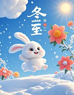 冬至小白兔图形插画元素