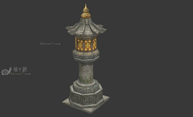 古代石灯，路灯，小型石塔 - 场景建筑 - 蜗牛模型网 - www.3dsnail.com