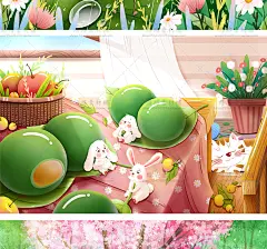 356号中国二十四节气柳树清明节插画青团传统节日海报PSD设计素材-淘宝网