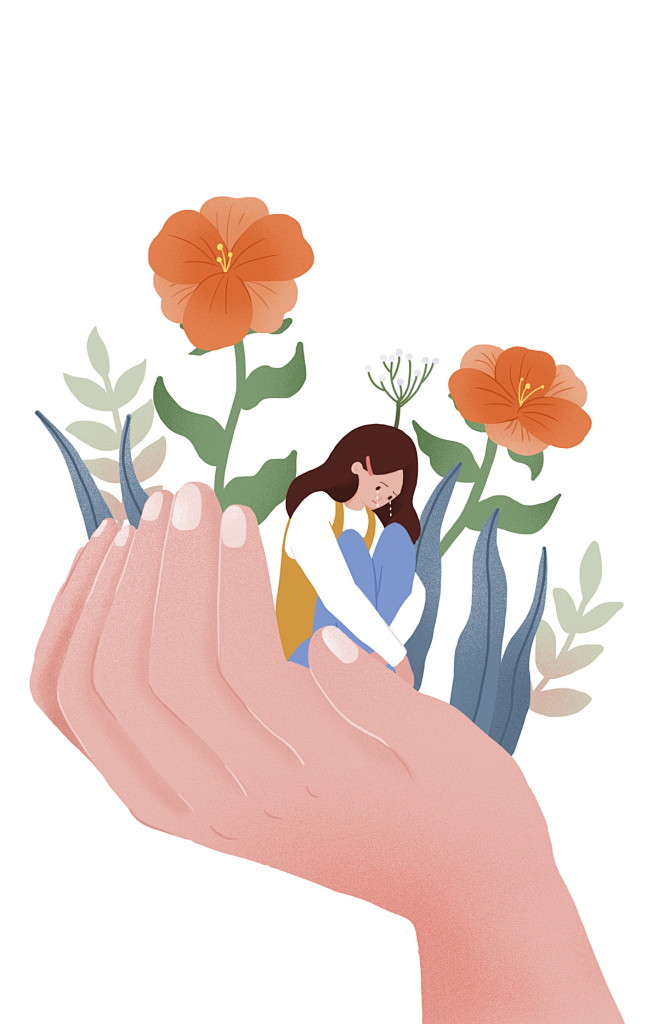 关爱爱护女性插画