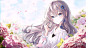 bbeedol blue_eyes blush braids flowers long_hair original purple_hair