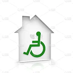 轮椅坡道,轮椅通道,身体受伤,易接近性,符号,人,健康保健,房屋,背景分离,方形画幅