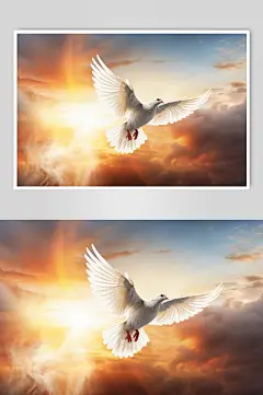 AI数字艺术展翅飞翔的和平鸽插画