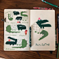 Heegyum Kim on Instagram: “Alligator exercise. Which is your favorite? #alligator #alligatorillustration #drawing #sketchbook #moleskine #green…”