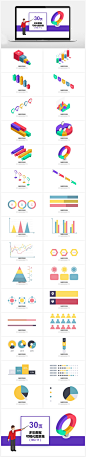 30页多彩数据可视化图表集PPT模板