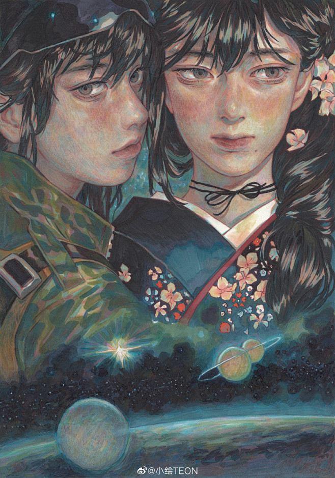 去年给三体画集画的插画智子解禁啦今来自小绘teon微博
