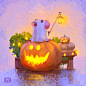 Halloweeeeen, Lynn Chen : Just a ghost and couple pumpkins