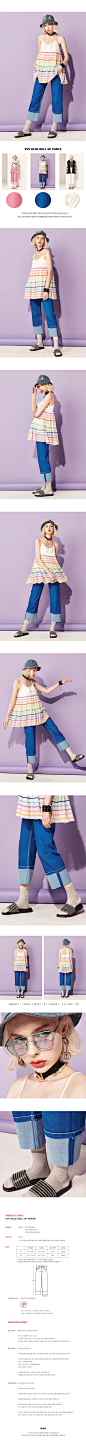 [W CONCEPT] : [VVV 브이브이브이]  VVV BLUE ROLL UP PANTS 