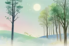 清晨薄雾田园风光图片