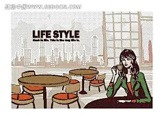 卡通人物插画——餐厅里喝咖啡的女人餐厅|插画|喝咖啡|绘画|卡通|卡通人物|卡通人物图片|漫画人物|女人|人物素材|人物图片|矢量人物|矢量素材|手绘