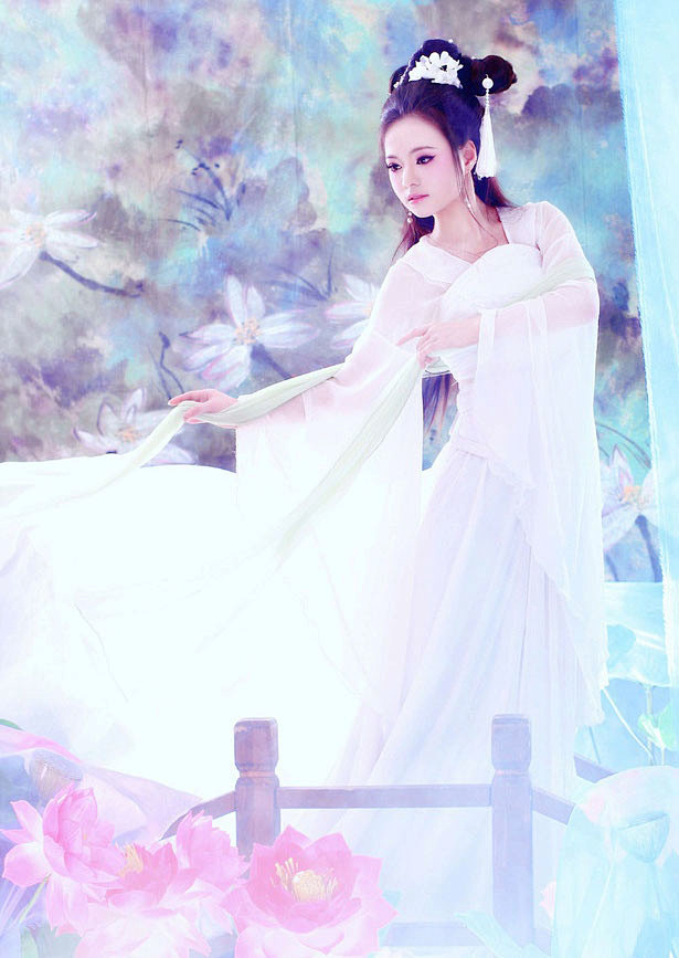 美若天仙的古典美女图片 白色裙衫唯美至极