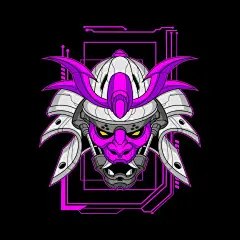 紫色日本武士武将盔甲头盔日式插画矢量图素材