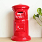 创意礼品 红色陶瓷 复古邮筒存钱罐 储蓄罐 零钱罐大号 zakka杂货