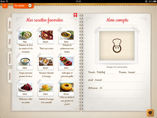 icookit美食应用程序iPad界面设...