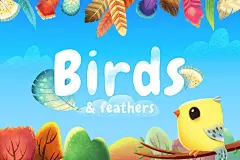 一套非常好玩有活力的卡通鸟小树粉笔插画/图案素材 Birds&amp;Feathers #1962921 :  