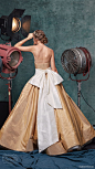 sareh nouri fall 2019 bridal strapless semi sweetheart ball gown wedding dress ankle length gold color (6) bv 