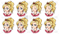 A set of cute anime princess with different expres