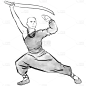中国风-水墨武侠人物插画贴纸4