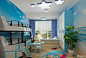 交换空间儿童房装饰图#蓝色墙面#