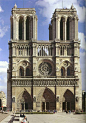 巴黎聖母院
　NOTRE-DAME DE PARIS
　　　　法国巴黎
　　巴黎圣母院也属于世界最精美的大教堂之一。它是哥特式雄伟建筑的典范。从1163年开始修建，这座大教堂用了200多年的时间才完成。从富丽堂皇的玫瑰花窗到高耸的扶墙拱壁，再到雕刻精美的怪兽滴水嘴——建造者不遗余力地筑造这座宏伟的殿堂，显示教会蒸蒸日上的权力。
　　從巴黎聖母院的正面看，純粹的尖拱形建築已形成。整個平面還是十字架形的，但東西長於南北向。底部是凹進去的三座券門，門內層層線腳中布滿了神的雕像，給整個建築增添了華貴感。代替羅馬式