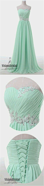 Sweetheart A-Line Floor Length Prom Dress, Mint Green Beading Lace Up Prom Dress, Popular Prom Dress, VB0205 #promdress