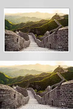 一字长城名胜古迹摄影素材图片