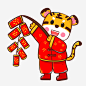 手绘2022新年虎年小老虎放炮免抠元素
