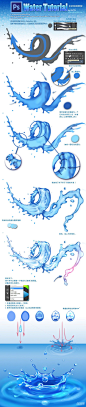 【水绘制教程】流水多元，亦静亦动。作者运用了了多种蓝色的调配，为我们表演了一首充满韵律的水之歌~