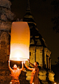float a lantern on New Year's Eve, Chiang Mai