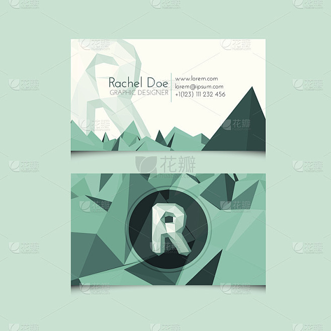 低聚名片模板与字母字母R