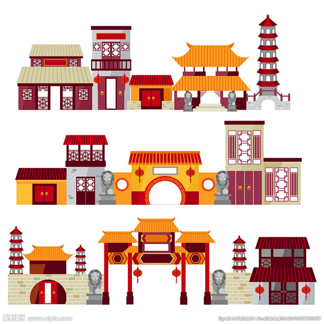趣味卡通楼房图标背景矢量素材