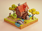 blender building environment Game Art Isometric lighting Low Poly lowpoly stylized watermill