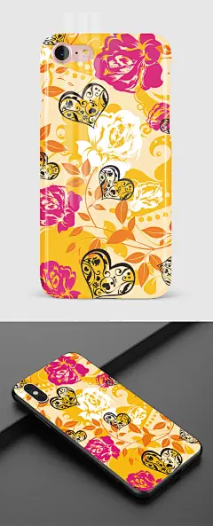 矢量手绘玫瑰花鲜花手机壳图案