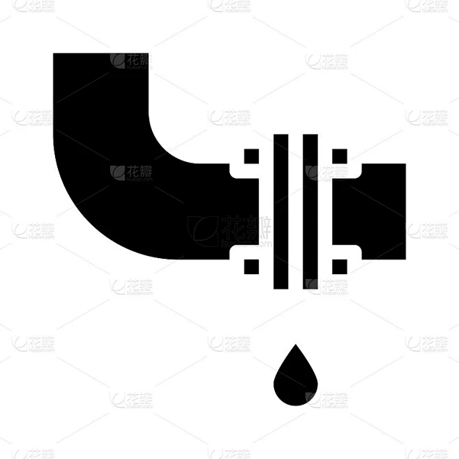 泄漏管道字形图标向量黑色插图素材-花瓣网