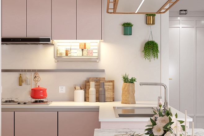 【厨房】：用餐区与厨房串联。厨房的悬空置...