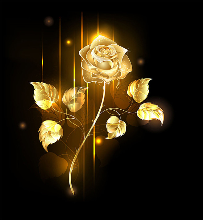 奢华金色玫瑰花矢量素材