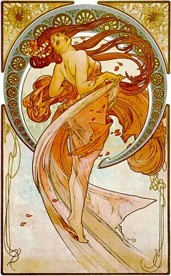 捷克新艺术派画家阿尔方斯路穆哈（Alphonse &lt;wbr&gt;Mucha）笔下的完美女神