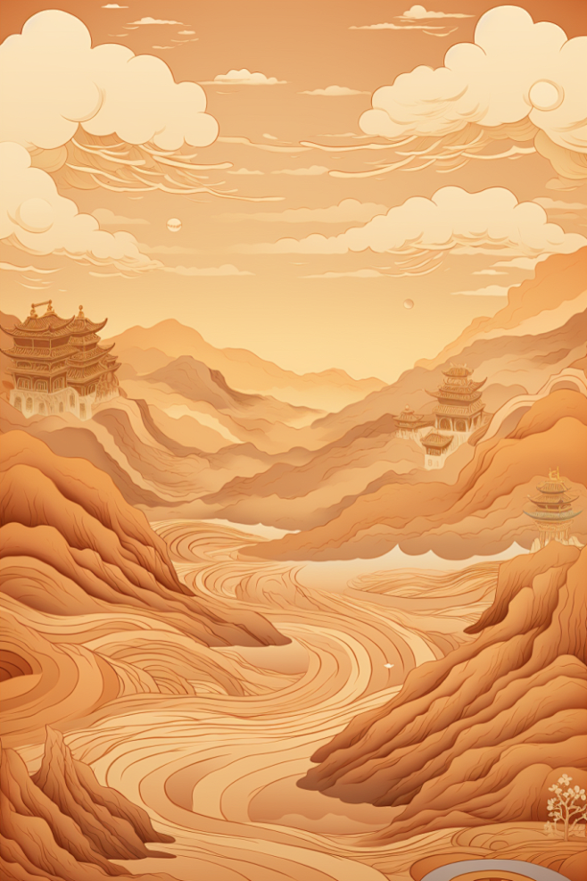 炫彩敦煌风竖版国潮背景图