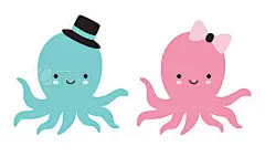 Cute baby octopus vector illustrationCute baby boy and girl octopus vector illustration.