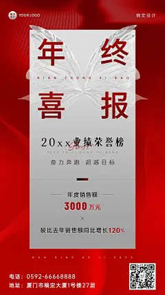 企业年终业绩喜报手机海报